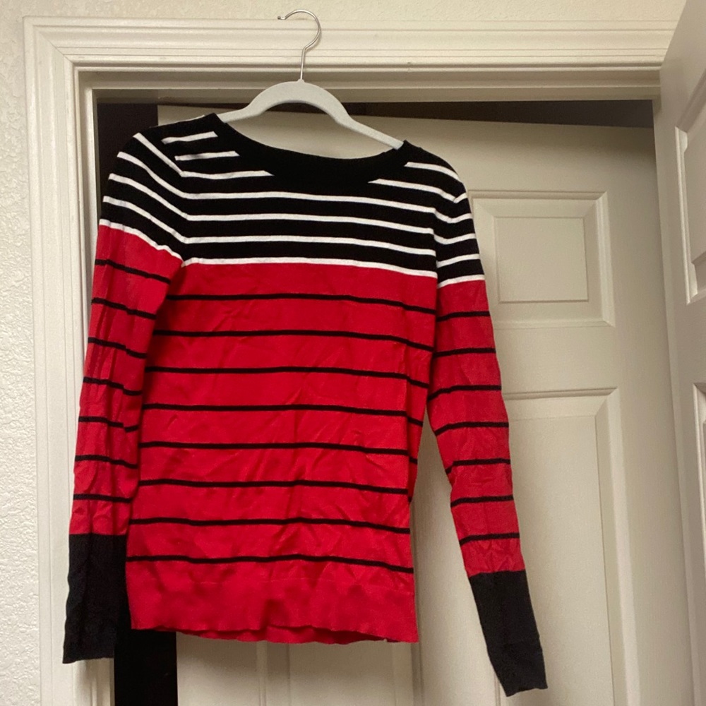 Red striped express sweater